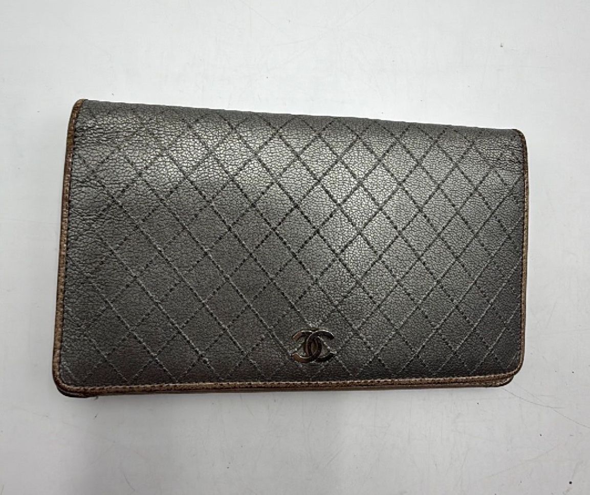 Authentic Vintage Chanel Metallic Quilted Flap Wallet