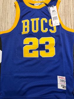 Kids medium Jordan Bucs High School Jersey Blue with yellow trim and yellow