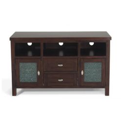 Media Center Crackle Glass Window Pane Media Entertainment Center