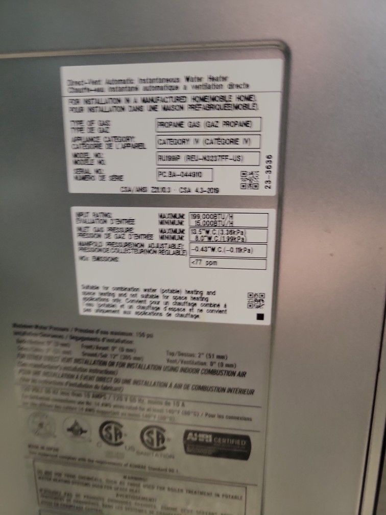 Rinnai RU199iP Propane Tankless Water Heater