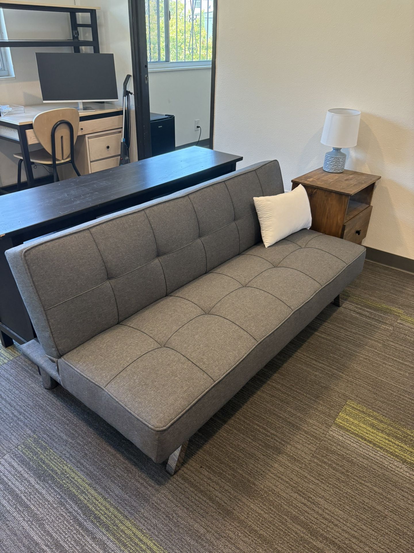 Gray Futon / Couch - Folds Into Twin Sized Bed