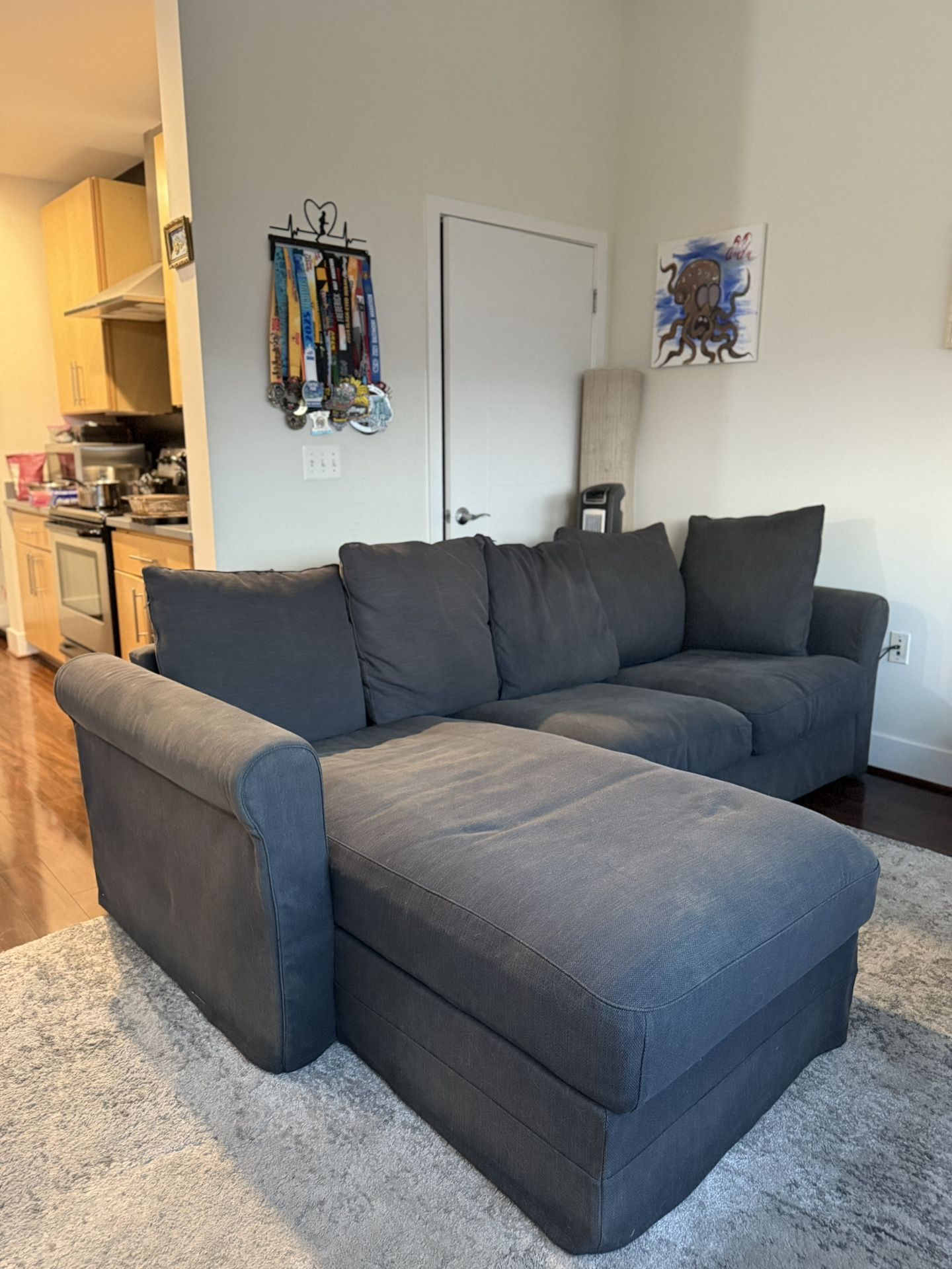 IKEA Sectional Sofa w/ Chaise + Hidden Storage - Dark Gray
