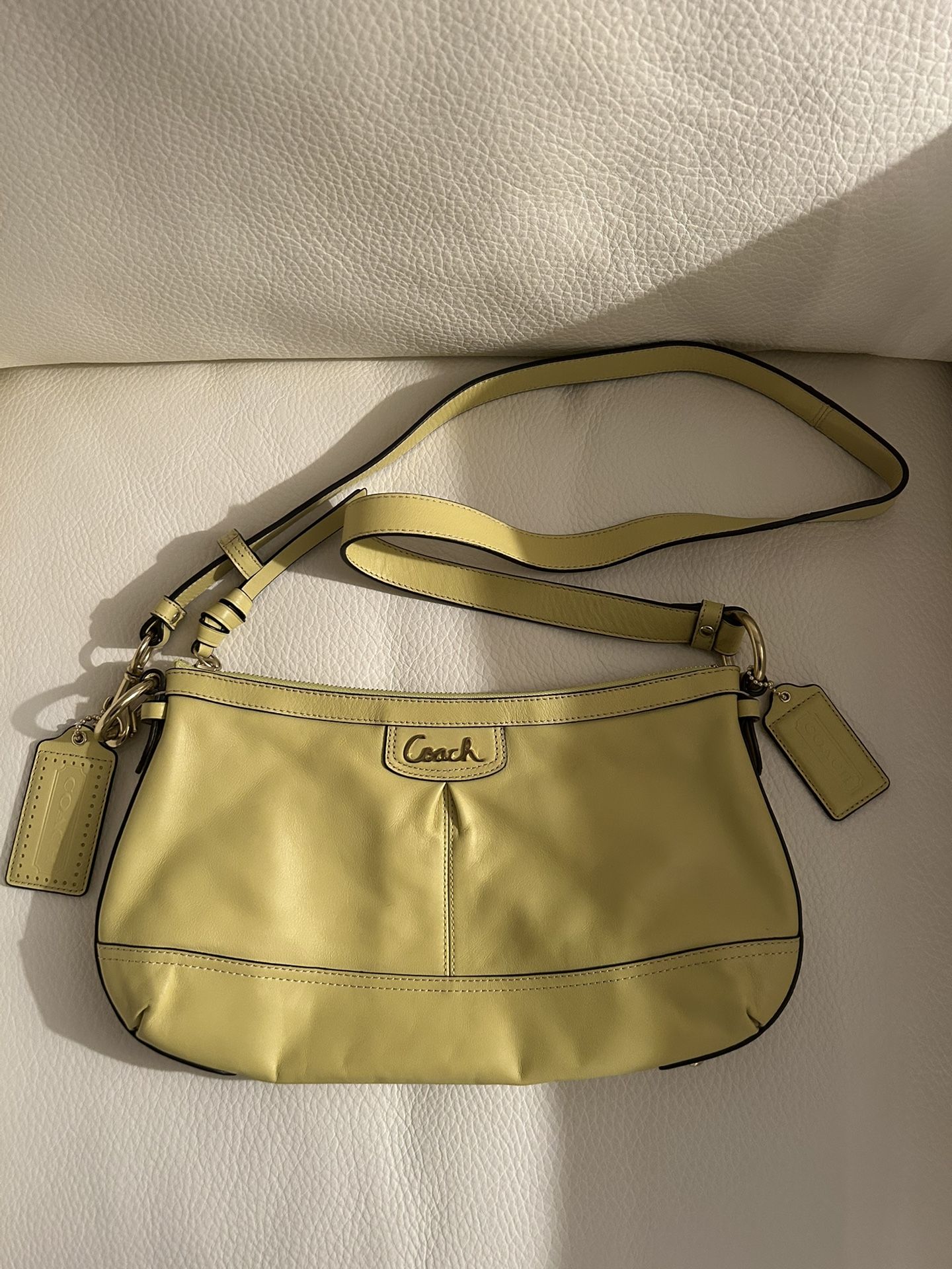 Coach Park Leather East West Convertible Purse (Yellow/Chartreuse)