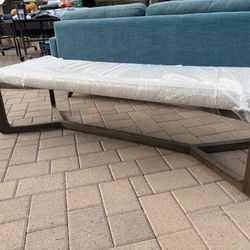 Cream/Light beige Upholstered Bench 60 x 20 x 17.5