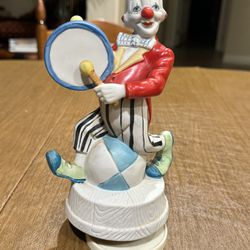 Vintage Ceramic Clown Music Box Japan 8.5 Inches Tall