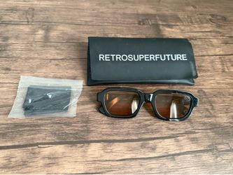 Retrosuperfuture Sunglasses 4KJ Caro Refined Black Orange Lens Unisex