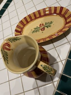 Vintage Pitcher & Oval Platter