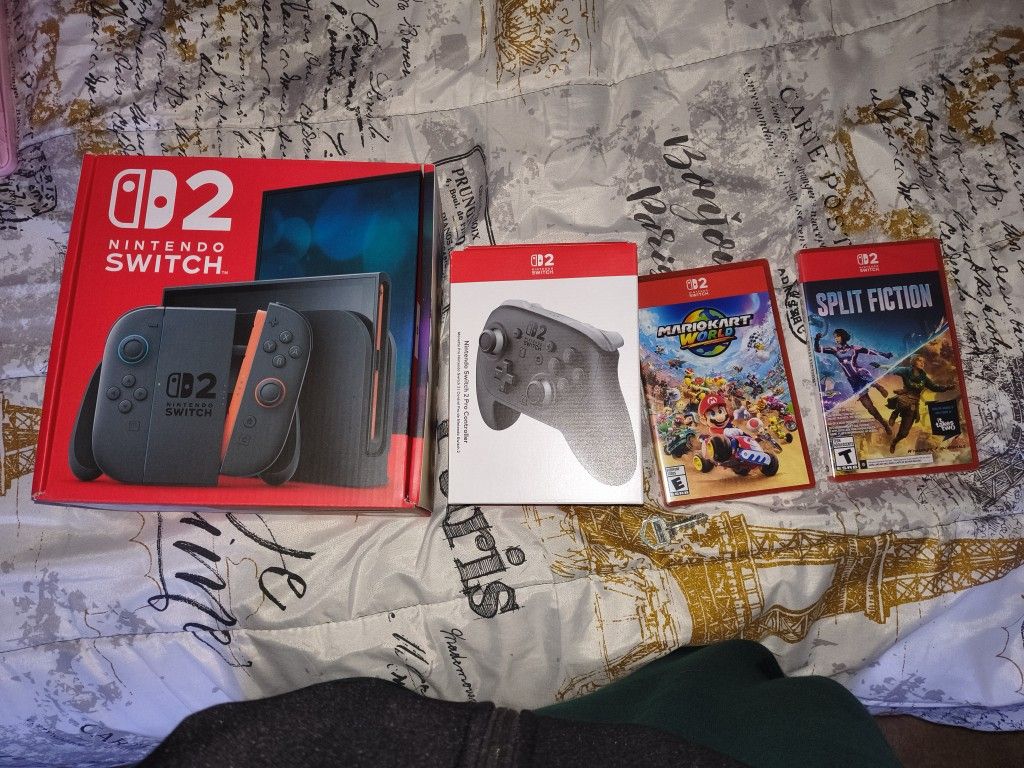 Nintendo Switch 2, Nintendo Pro Controller , Mario Kart 8 And Split Fiction