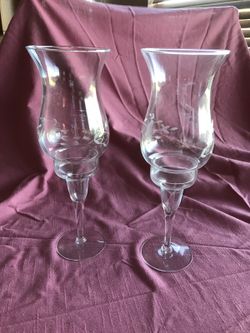 Princess House. Hurricane candle holders - pair