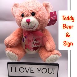 Teddy Bear and I Love you Plaque bundle