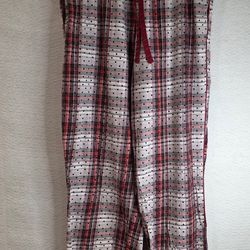 Victoria’s Secret Lounge Pants Women’s Medium Red Pink Plaid Textured Dots
