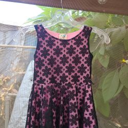 Black and Pink Lace Dress