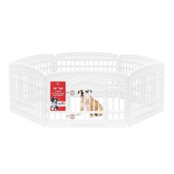 Dog Playpen with Door, 24” 6 Panel Pet Exercise Pen – Indoor Outdoor Puppy Play Pen, Portable Plastic Pet Fence for Small Medium Dogs, Foldable 61” x