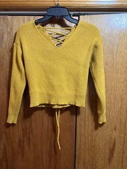 Zaful Mustard Yellow Lace Up Long Sleeve Top