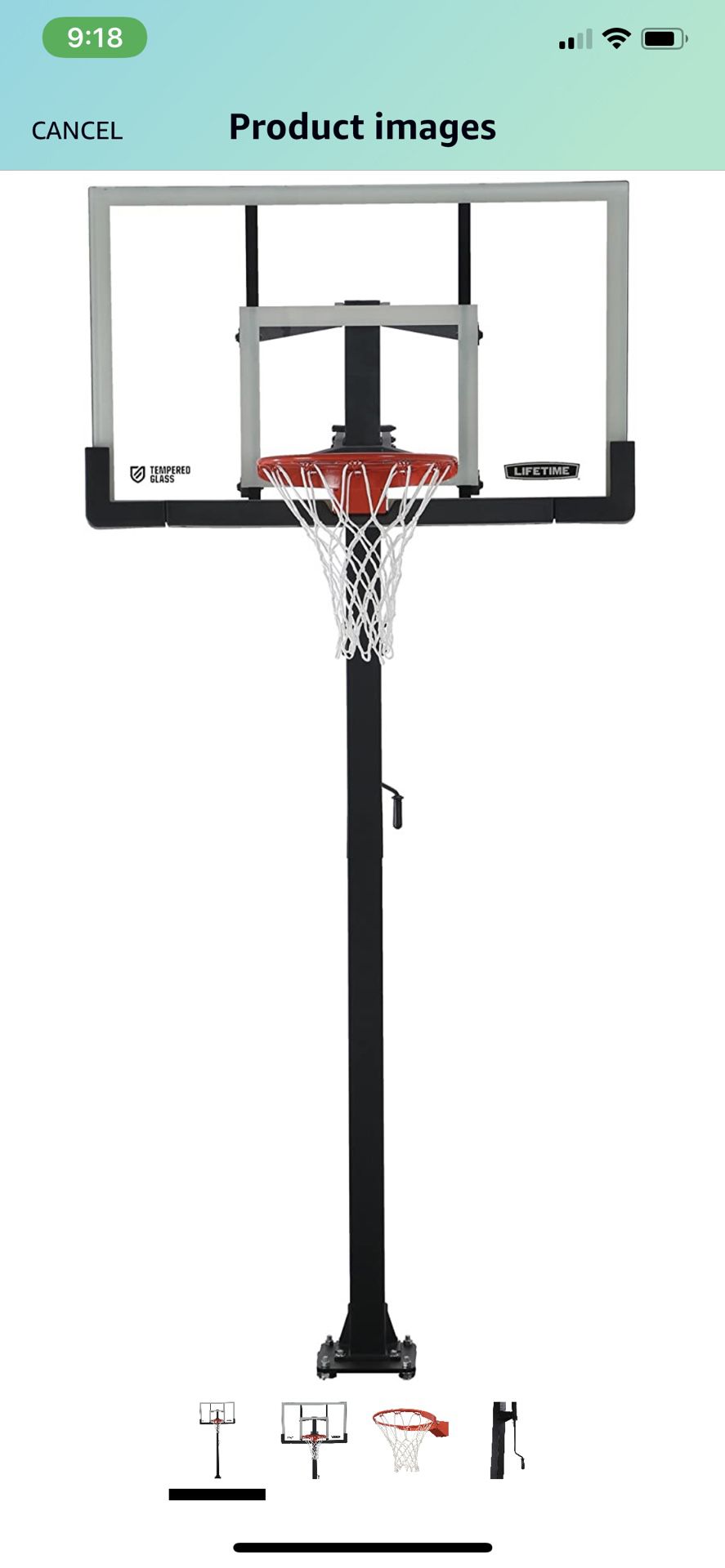 Lifetime crank basketball hoop