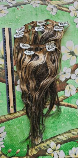 4 pc 14 inch blonde and dark brown