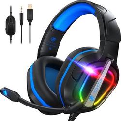 new PC Gaming Headset for PS4, PS5, Switch, Xbox One, Mac, Noise Canceling Headphones with Microphone, Computer Headset with 3.5mm Jack & RGB Light  A