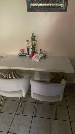 Marble Top Dining Table with 2 Chairs