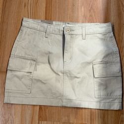 Levi's Cargo Mini Skirt Beige Cotton Twill Button Pockets Women's Size 26