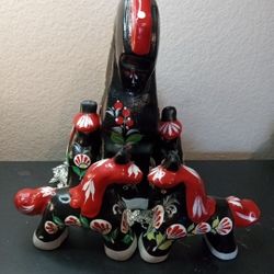 EXQUISITE Folk Art 10" Dalla Horse Sweden with 4 Matching Little Ponies 