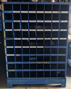 2 blue cabinets