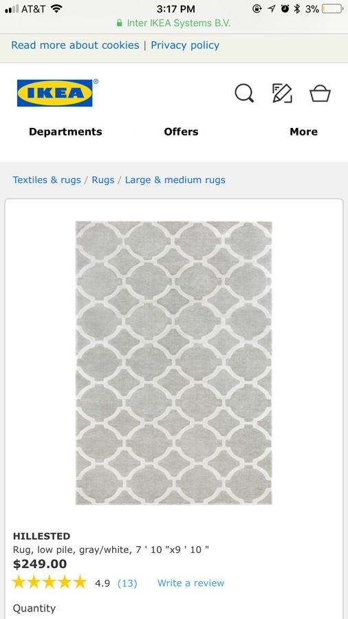 NEW IKEA HILLESTED Rug, low pile, Gray/white