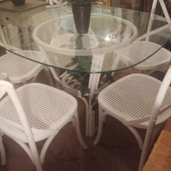 Vintage Rattan Table And Cane Chairs