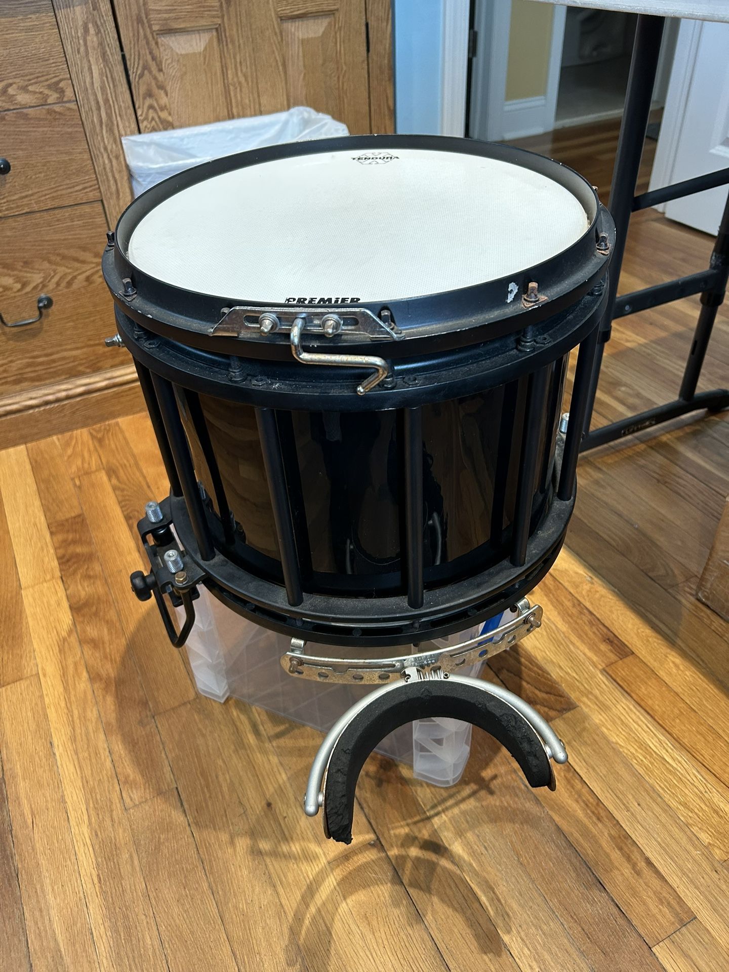 Snare Drum, Premier, Black, Marching Attachment