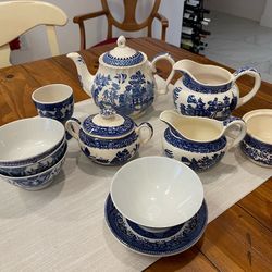 Various blue willow patterns
