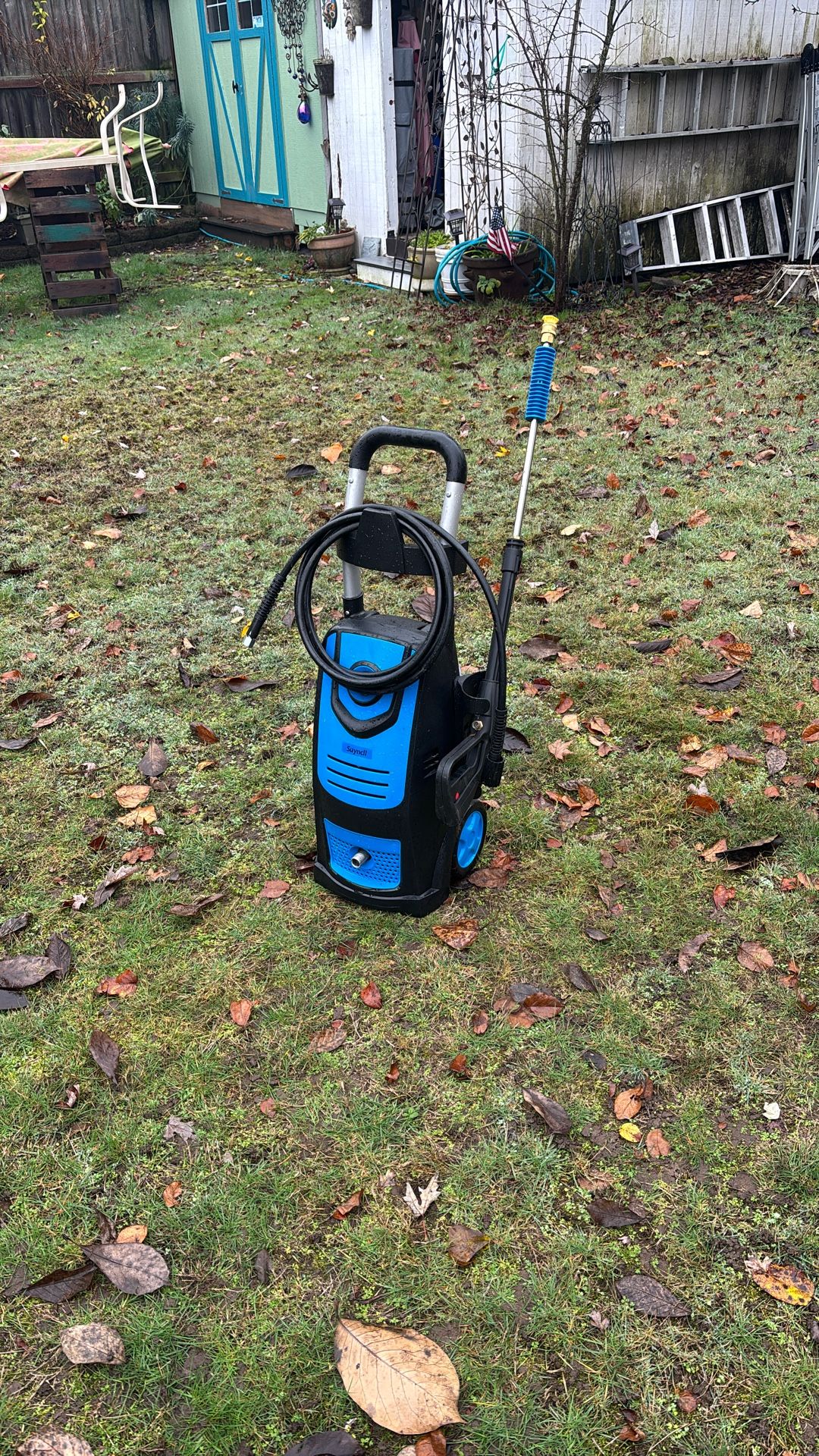 Brand new pressure washer very powerful. You can switch settings to make it not powerful and powerful Great For Cleaning Dirt Bikes, Decks Chairs, Any