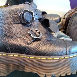 Dr. Martin Leather Ankle Boots With Daisy Buckles 