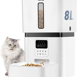 Automatic Cat Feeders - 8L/33 Cups Dog Food Dispenser with Lock Lid &Desiccant Bag - Programmable Timed Cat Feeder with 20s Voice Recorder - Portion C