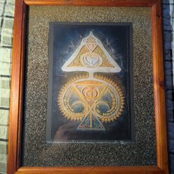 Listed American Roger A. Long - Mother Earth Child Number Mandala Framed Print