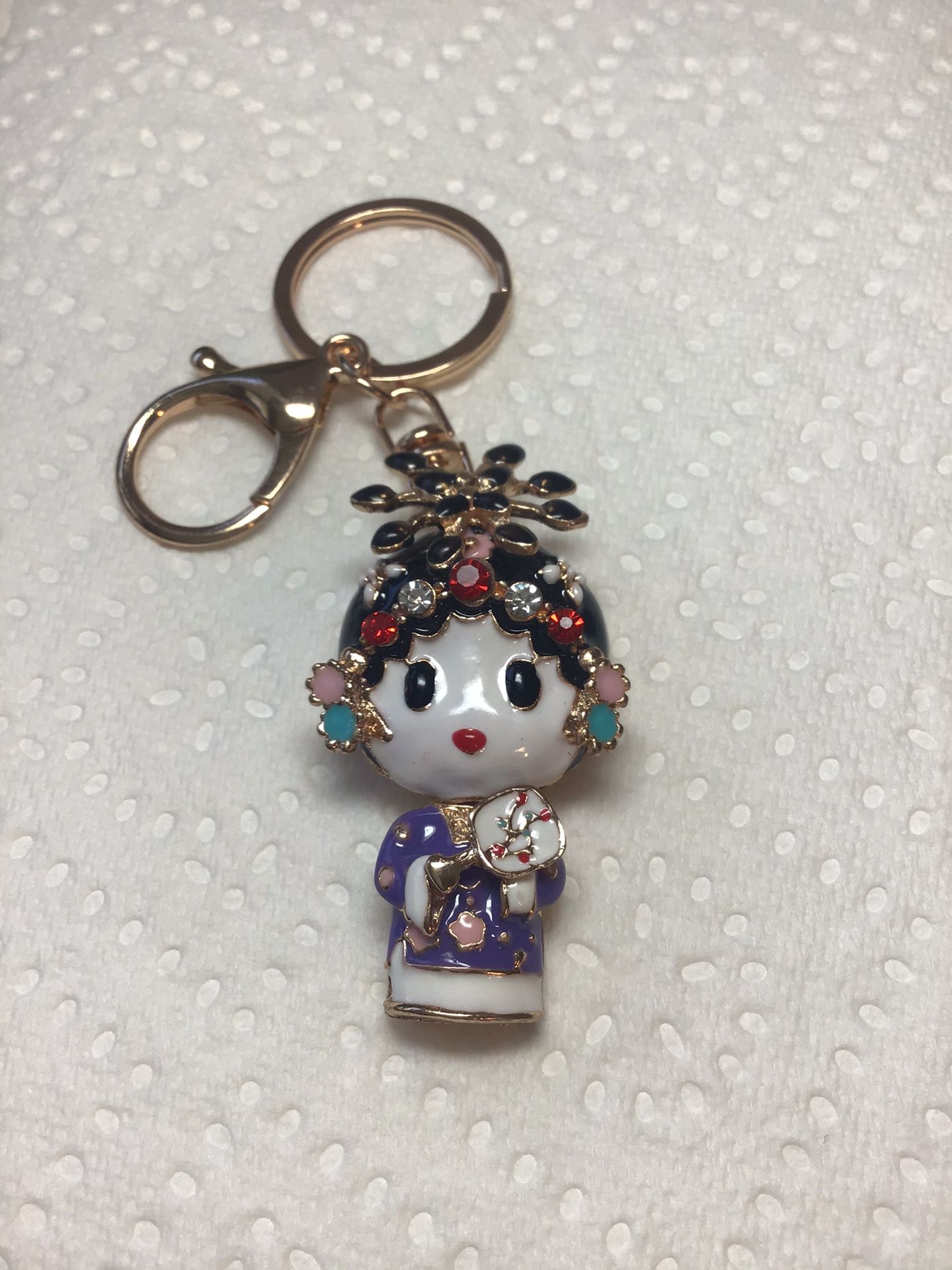 Regal Geisha Princess Enamel/Rhinestone Betsey Johnson Key Chain