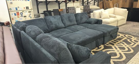 New X-Large Black Sleeper Sectional Couch