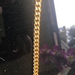 Mens Gold Cuban Link Bracelet 