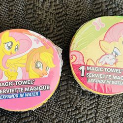 Set of 2 My Little Pony Magic Towels Wash Cloth Expands In Water 