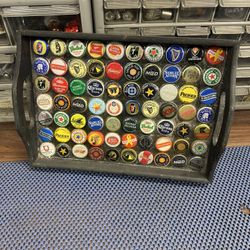 Bottle Cap Collectible Tray, Bar Decoration Man Cave Art
