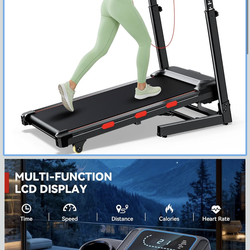 Incline Treadmill for Home, Walking Pad with Handle Bar, Under Desk Treadmill with 350 Lbs Capacity, LED Display, 3.0HP