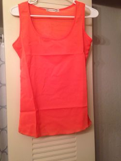 Orange- peach chiffon blouse M