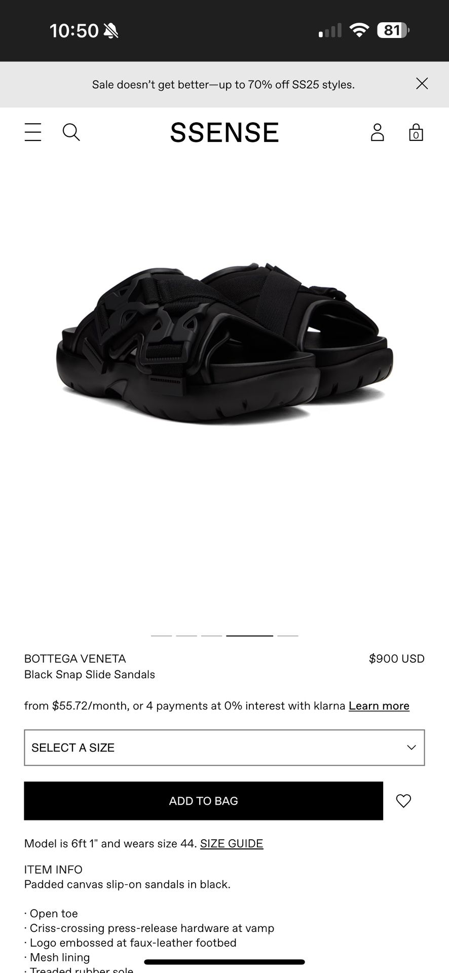 AUTHENTIC BOTEGA BLACK SNAP SANDALS SZ 11 US