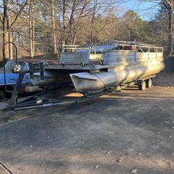 Pontoon Boat And Trailer