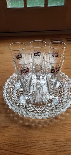 5 Vintage Schlitz Pilsner style Beer Glasses. 8 oz.  