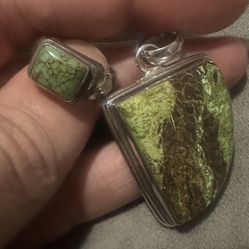 Gaspeite Ring size 6.5 Pendant Set 