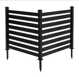 38 in. W x 46 in. H Black Outdoor No Dig Fence Poly Plastic Picket Fence Panel Decorative Garden Privacy Fence