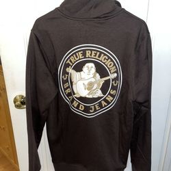 True Religion Jacket with Hoodie Size Large Brown/Tan
