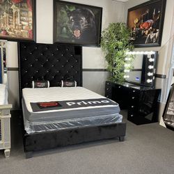 Black Velvet Queen Bed Frame