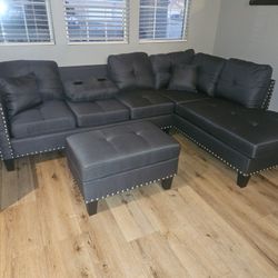 Brand New Sectional 3 Pcs Storage Ottoman W/ CUP HOLDER $479