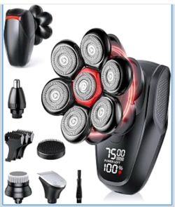 Head Shavers for Bald Men, 5-in-1 Grooming Kit, 7D Rotary Electric Shaver IPX8 Waterproof Wet/Dry, 90-Min Runtime, USB-C Fast Charge,Granite Black