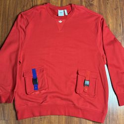 Adidas Buckle Pocket Crewneck Pullover Red XL